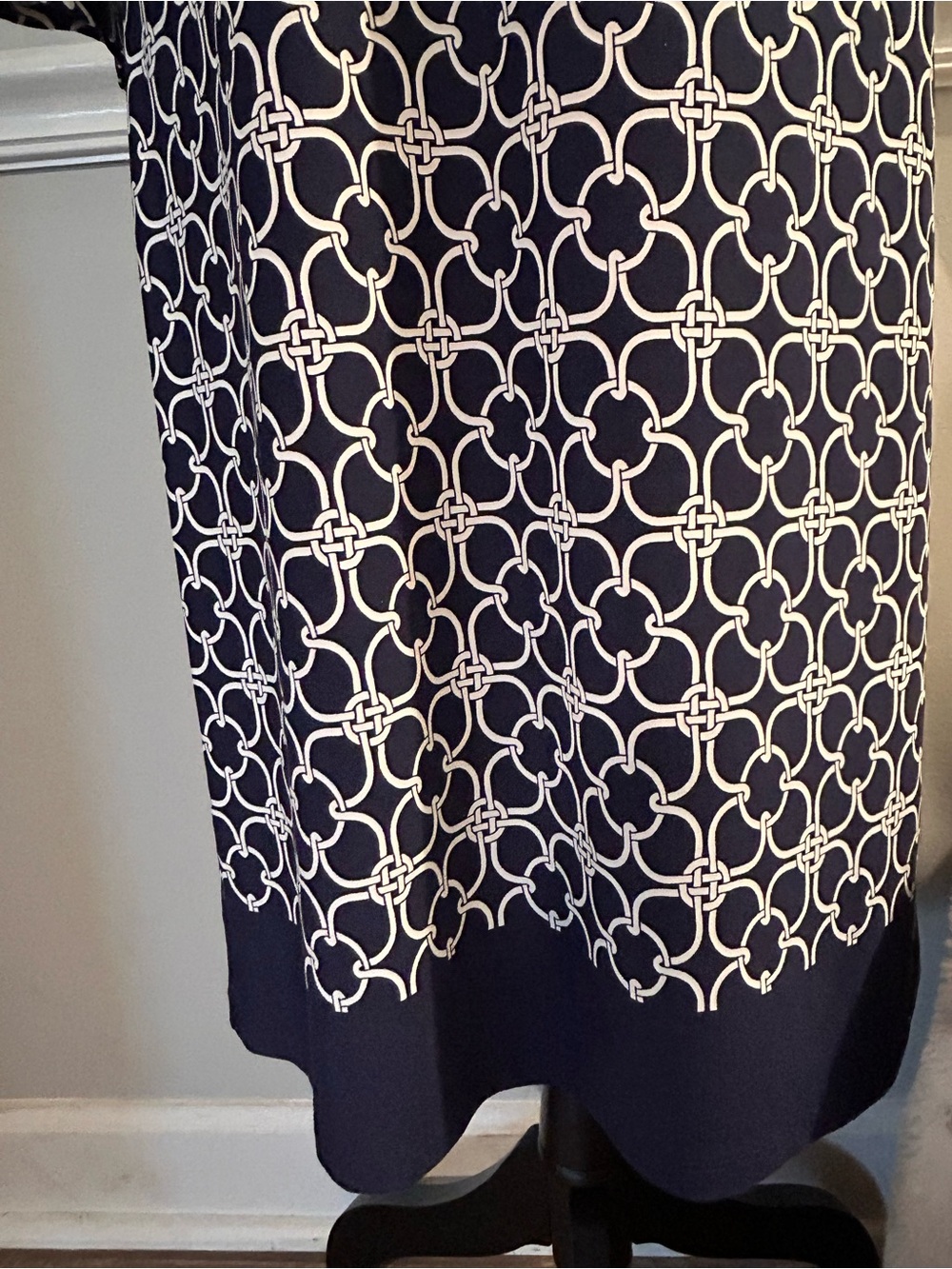 Talbots Navy & White Long-Sleeve Geometric Shift Dress Size Medium - Picture 2 of 7